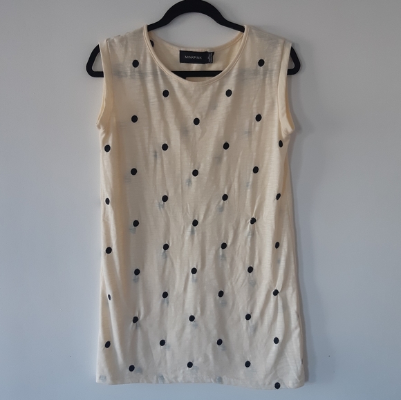 MINKPINK XS Cream Black Spot Fall T Shirt Tan - Picture 2 of 6
